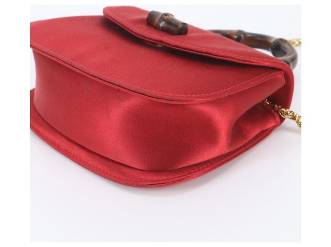 Borsa a tracolla con catena 2-Way Gucci Bamboo Rosso - vista 5