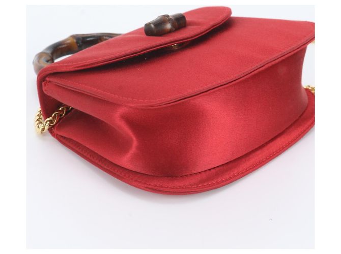 Borsa a tracolla con catena 2-Way Gucci Bamboo Rosso - vista 6