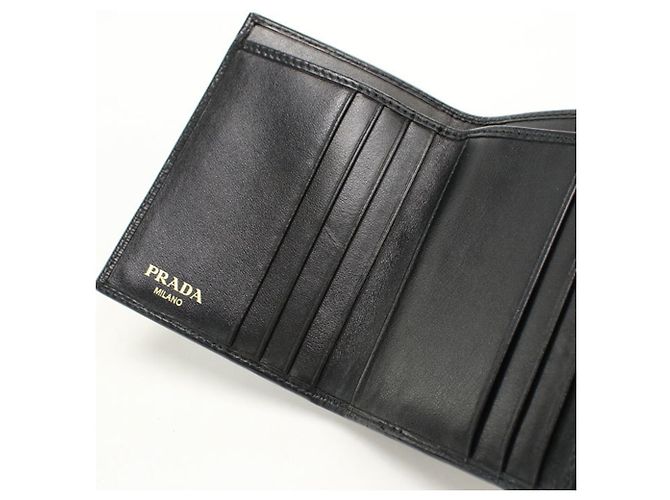 Carteira Prada Tri-fold para Mulheres em Preto - vista 6