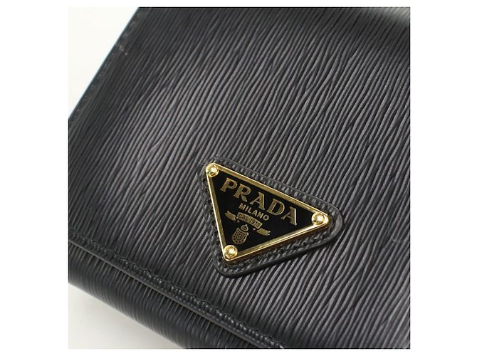 Carteira Prada Tri-fold para Mulheres em Preto - vista 7
