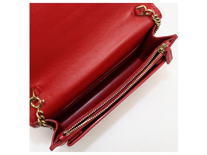 Autre Marque Borsa a tracolla Saint Laurent in pelle di vitello rossa Rosso - vista 3