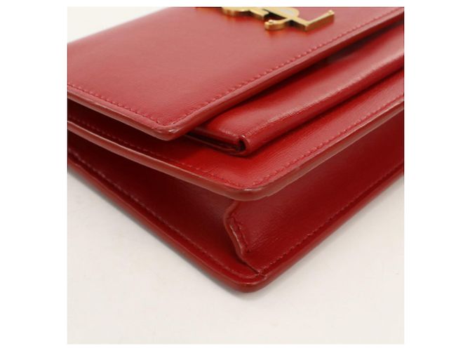 Autre Marque Borsa a tracolla Saint Laurent in pelle di vitello rossa Rosso - vista 6