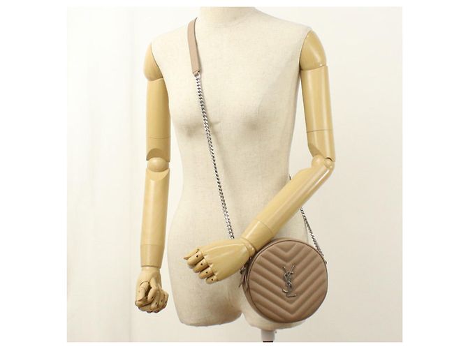 Autre Marque Borsa a tracolla Saint Laurent in pelle di vitello beige - vista 8