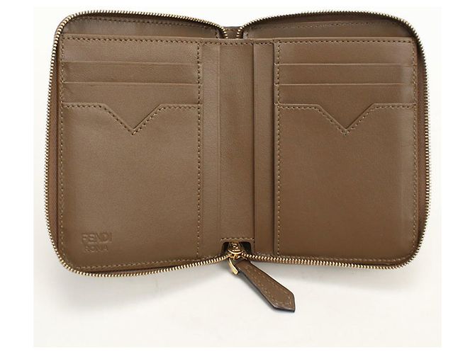 Fendi Bi-fold Geldbörse aus braunem Kalbsleder - Ansicht 3