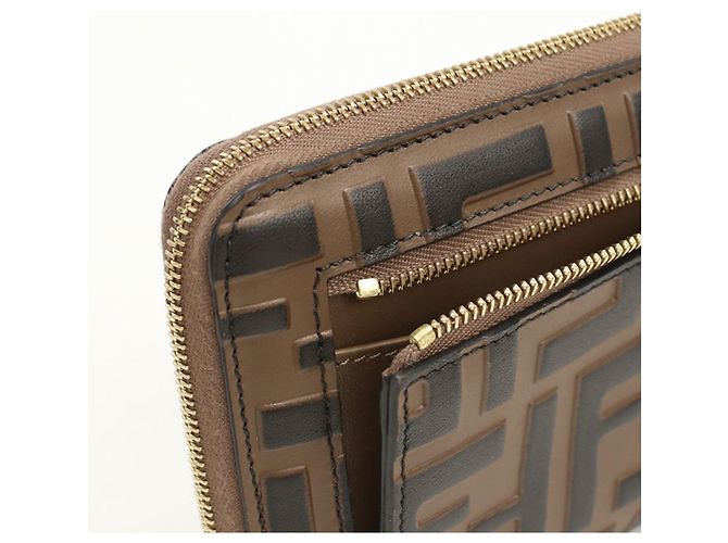 Fendi Bi-fold Geldbörse aus braunem Kalbsleder - Ansicht 8