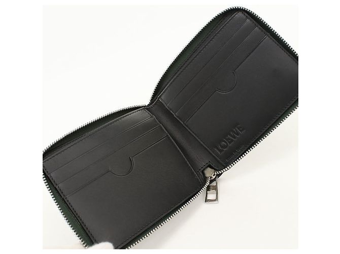 Portafoglio bi-fold Loewe in vitello verde - vista 3