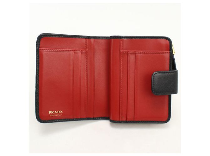 Cartera bi-fold Prada de piel negra Negro - vista 3