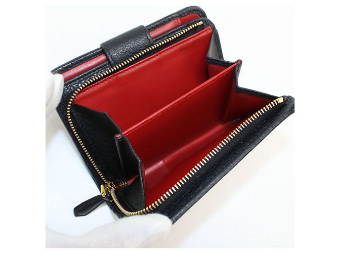 Cartera bi-fold Prada de piel negra Negro - vista 5