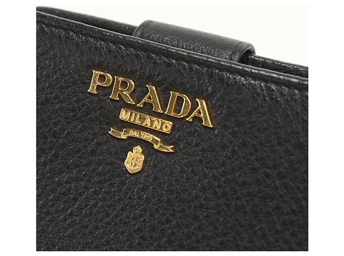 Cartera bi-fold Prada de piel negra Negro - vista 7