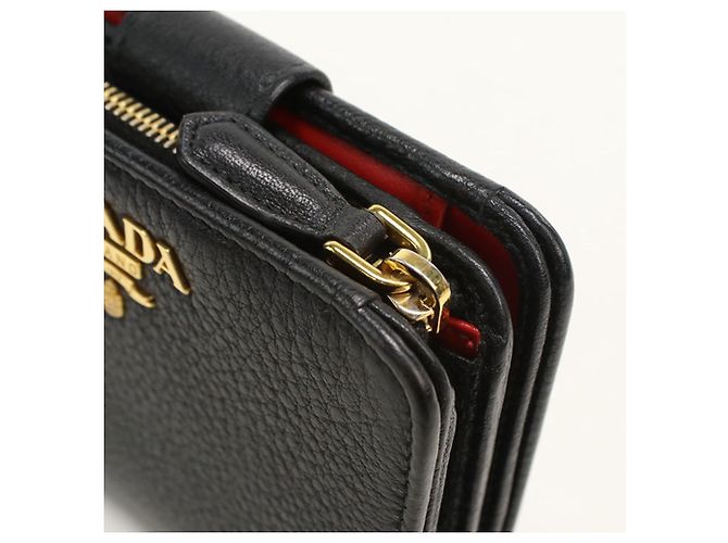 Cartera bi-fold Prada de piel negra Negro - vista 8