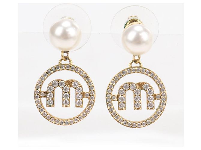 Pendientes de botón Miu Miu dorados - vista 2