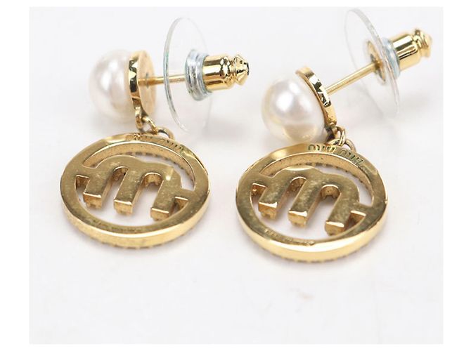 Pendientes de botón Miu Miu dorados - vista 4