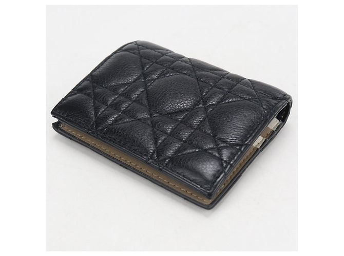 Portafoglio bi-fold Christian Dior Caro in pelle nera Nero - vista 2