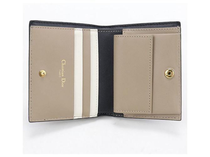 Portafoglio bi-fold Christian Dior Caro in pelle nera Nero - vista 3
