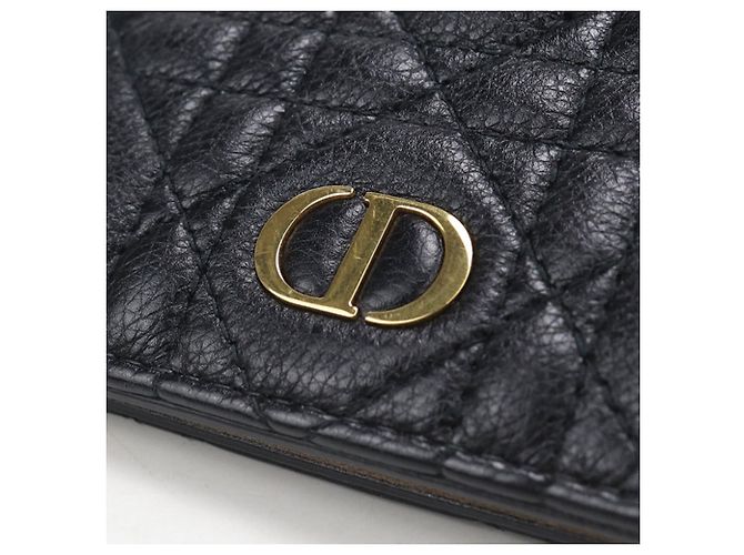 Portafoglio bi-fold Christian Dior Caro in pelle nera Nero - vista 6
