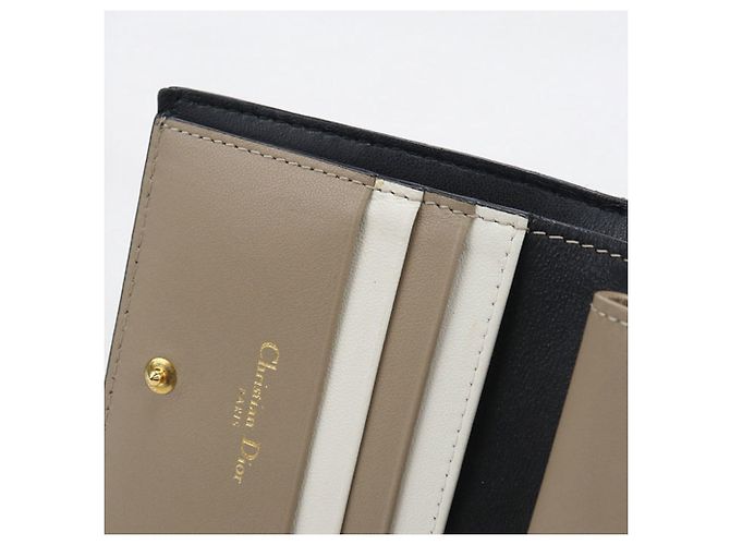 Portafoglio bi-fold Christian Dior Caro in pelle nera Nero - vista 7