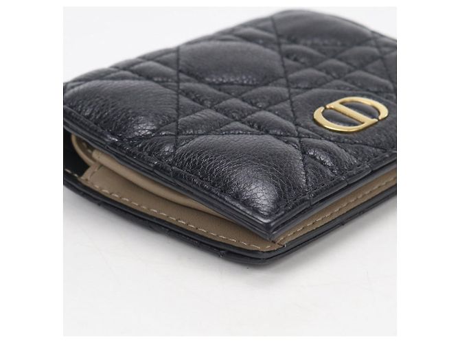 Portafoglio bi-fold Christian Dior Caro in pelle nera Nero - vista 8