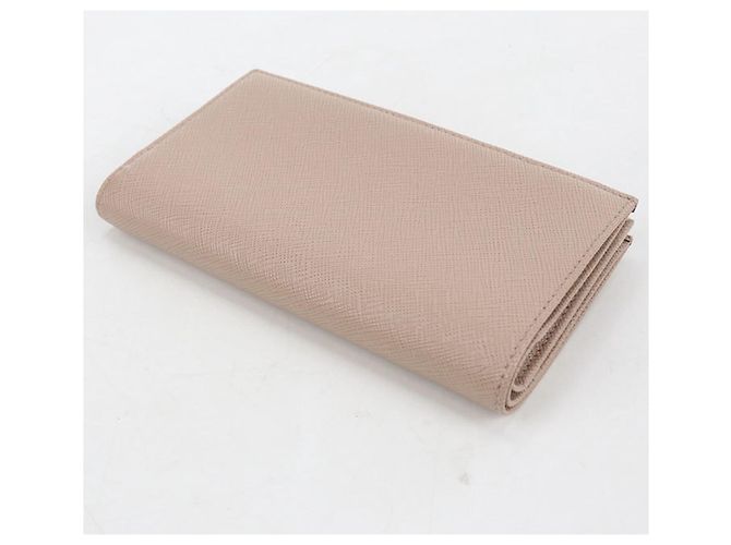 Saffiano Prada Bi-fold langes Portemonnaie Beige - Ansicht 2