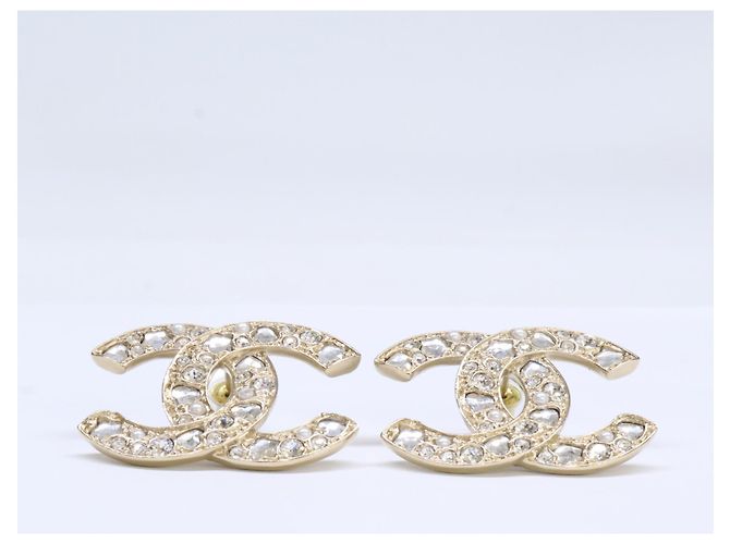 Pendientes Chanel B25P Rhinestone Coco Mark Dorado - vista 3