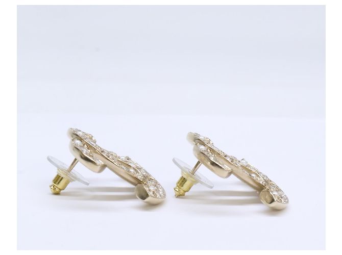 Pendientes Chanel B25P Rhinestone Coco Mark Dorado - vista 4