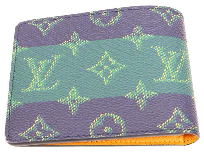 Louis Vuitton Monogram Heritage Portefeuille Slender Bi-fold Wallet Green Orange Navy blue - view 2