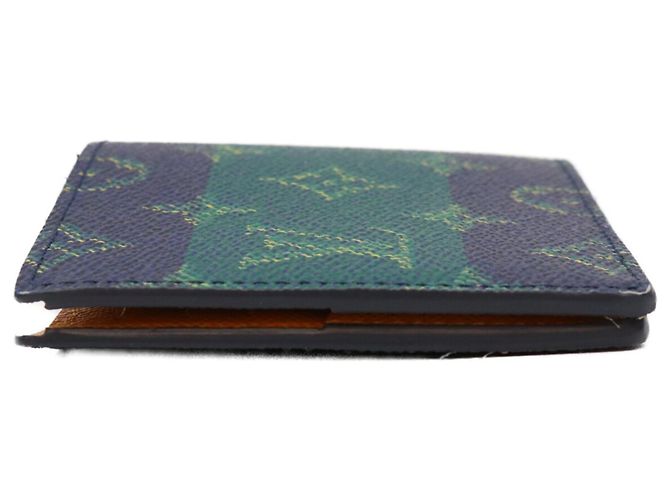 Louis Vuitton Monogram Heritage Portefeuille Slender Bi-fold Wallet Green Orange Navy blue - view 3