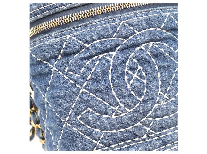 Borsa a spalla Chanel AS1336 in denim blu Wild Stitch - vista 11