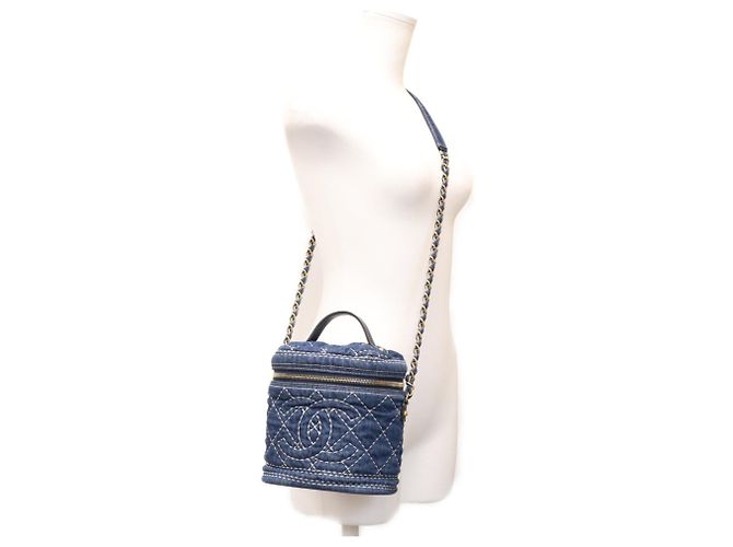 Borsa a spalla Chanel AS1336 in denim blu Wild Stitch - vista 16