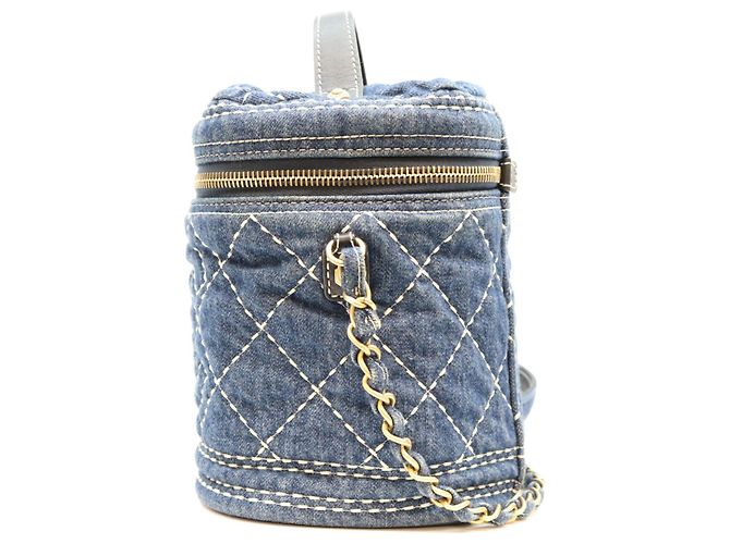Borsa a spalla Chanel AS1336 in denim blu Wild Stitch - vista 2