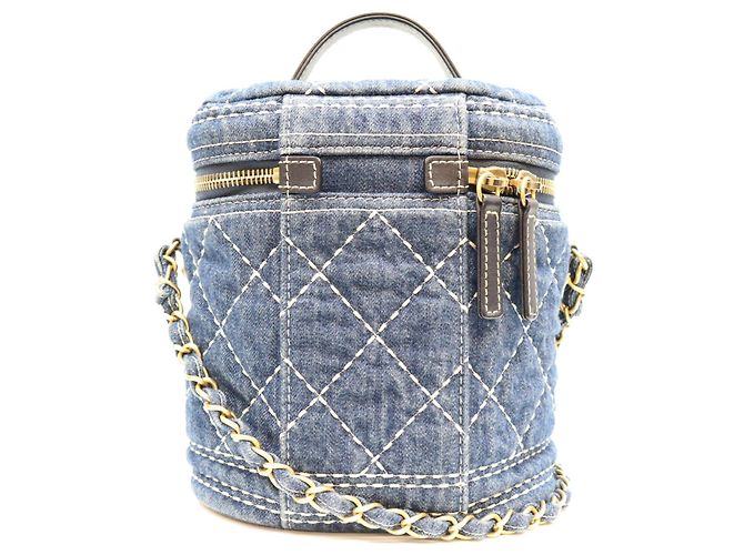 Borsa a spalla Chanel AS1336 in denim blu Wild Stitch - vista 3