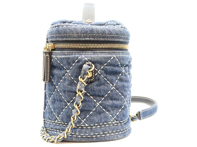 Borsa a spalla Chanel AS1336 in denim blu Wild Stitch - vista 4