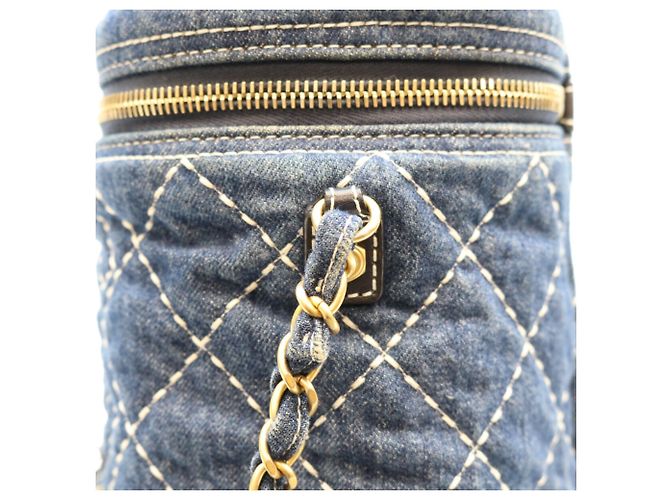 Borsa a spalla Chanel AS1336 in denim blu Wild Stitch - vista 9