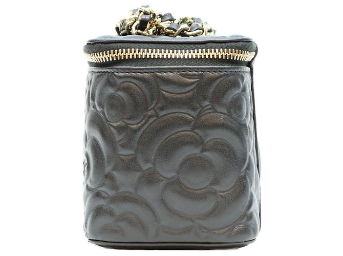 Borsa a tracolla Vanity in pelle goffrata Camellia nera con catena Chanel Nero - vista 2