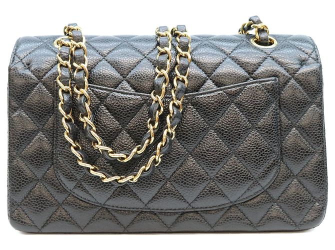 Borsa a tracolla Chanel in pelle caviar nera Nero - vista 3