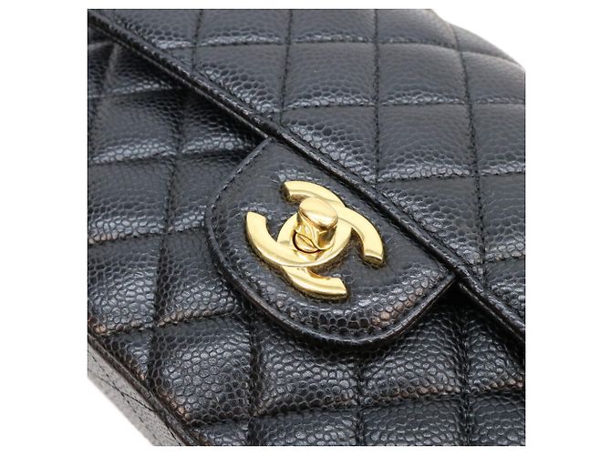 Borsa a tracolla Chanel in pelle caviar nera Nero - vista 7