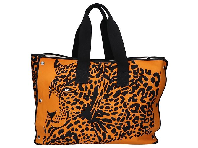 Hermès Borsa da spiaggia pieghevole Hermes con stampa leopardata Arancione - vista 3