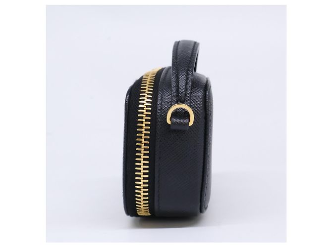 Prada Saffiano Mini Pouch Bag mit Kette Schwarz - Ansicht 2