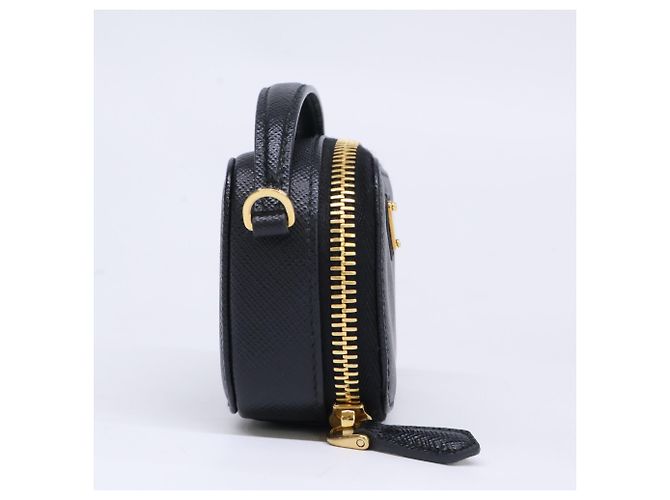 Prada Saffiano Mini Pouch Bag mit Kette Schwarz - Ansicht 4