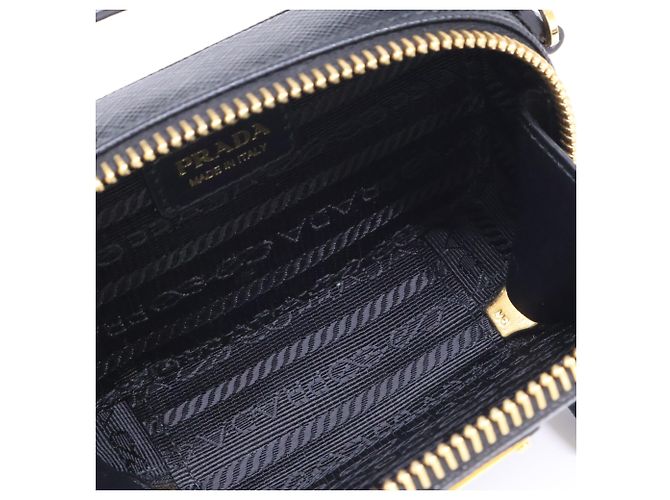 Prada Saffiano Mini Pouch Bag mit Kette Schwarz - Ansicht 6