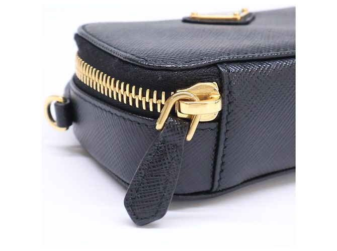 Prada Saffiano Mini Pouch Bag mit Kette Schwarz - Ansicht 8