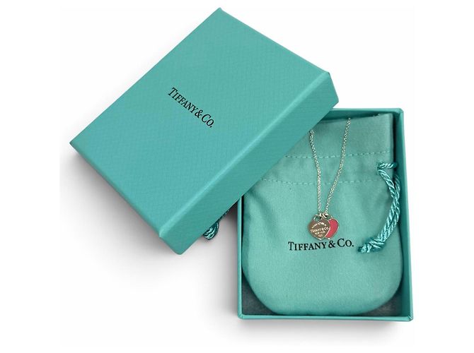 Autre Marque Tiffany & Co. Collana Mini Pendente Return to Tiffany Doppio Cuore Rosa Argento - vista 2