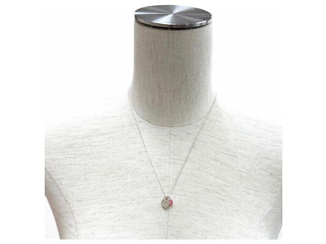 Autre Marque Tiffany & Co. Collana Mini Pendente Return to Tiffany Doppio Cuore Rosa Argento - vista 3