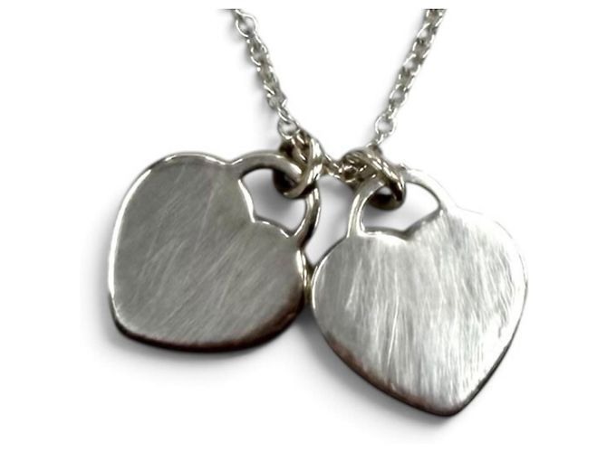 Autre Marque Tiffany & Co. Collana Mini Pendente Return to Tiffany Doppio Cuore Rosa Argento - vista 4