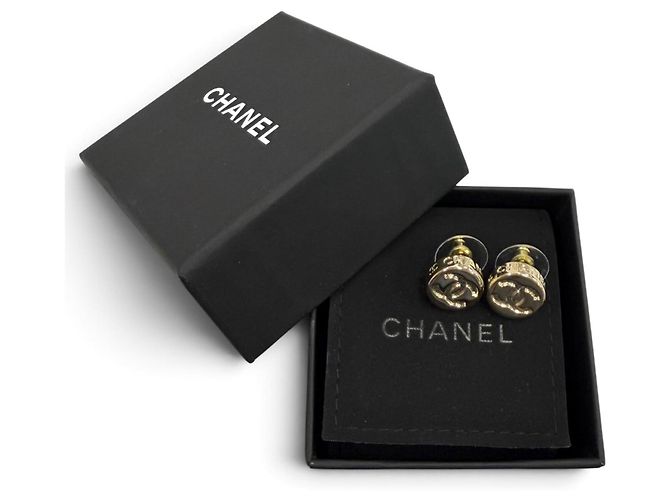 Pendientes de botón Chanel B25C Coco Mark Logo Gold Dorado - vista 2