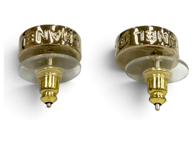 Pendientes de botón Chanel B25C Coco Mark Logo Gold Dorado - vista 3