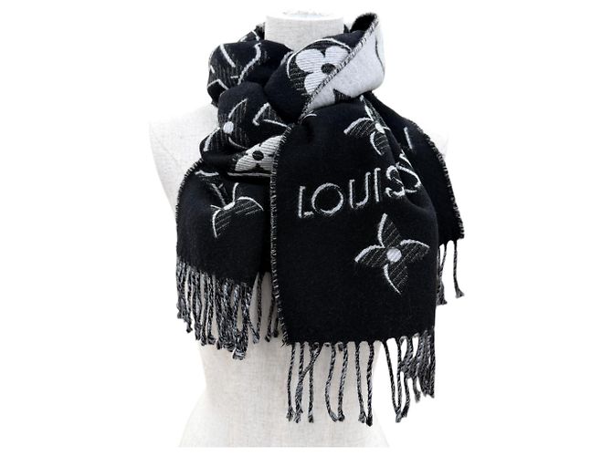 Louis Vuitton Black Wool Silk Blend Stole - view 2