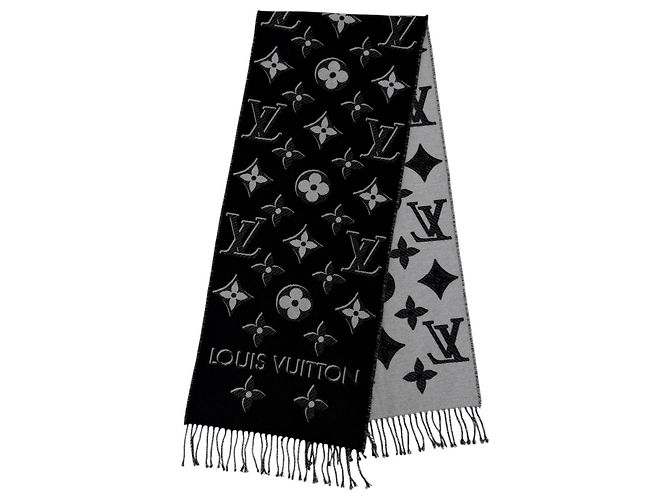 Louis Vuitton Black Wool Silk Blend Stole - view 3