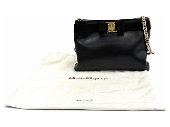 Borsa a tracolla in pelle Salvatore Ferragamo Vara Ribbon Nero - vista 2