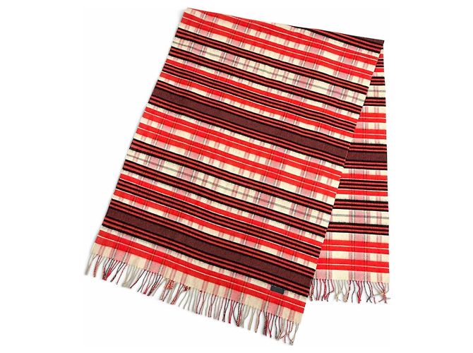 Chal de cachemira Hermès con parche de cuero Roja - vista 2