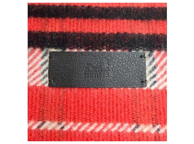 Chal de cachemira Hermès con parche de cuero Roja - vista 5